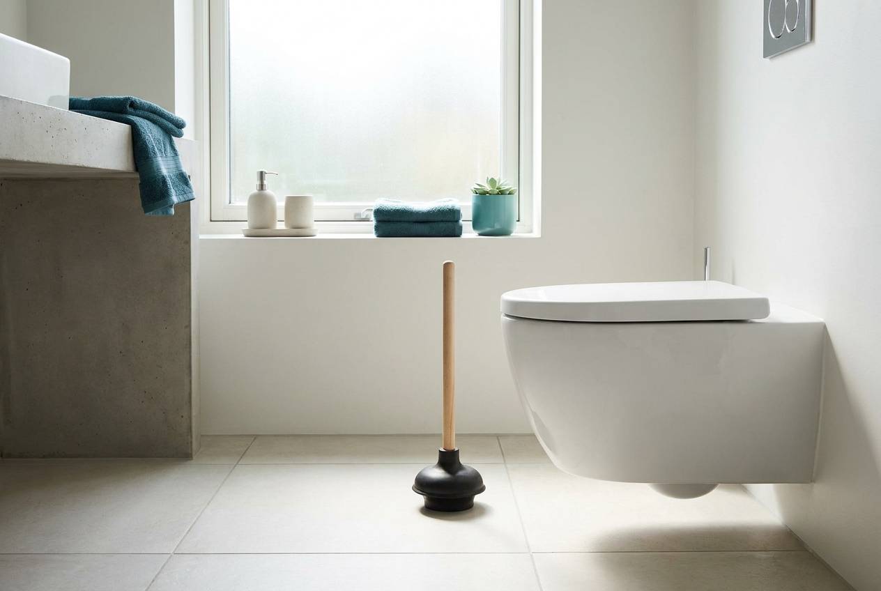 Immagine illustrativa: sturalavandini accanto a un WC bianco in bagno pulito