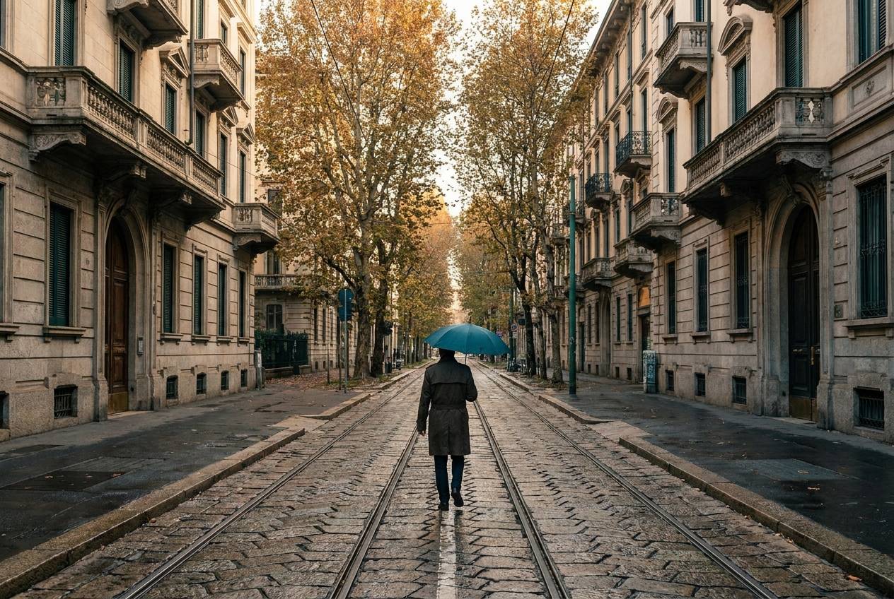 Immagine illustrativa: palazzi signorili di primo Novecento lungo un corso alberato con binari del tram, come a Porta Romana.